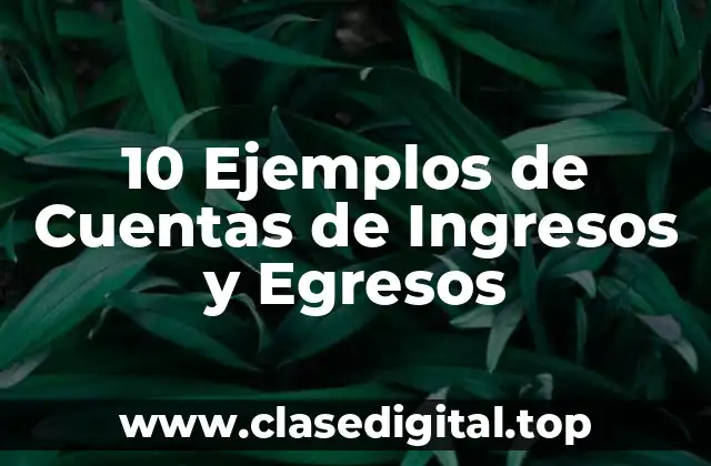 10 Ejemplos de Cuentas de Ingresos y Egresos