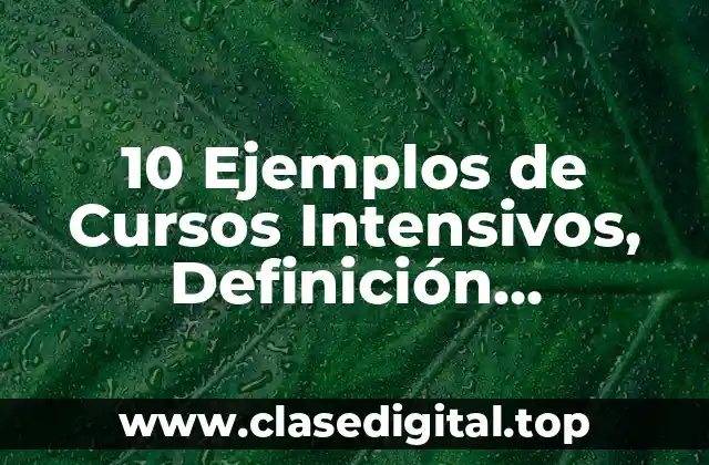 10 Ejemplos de Cursos Intensivos, Definición, Diferencias y para que sirve