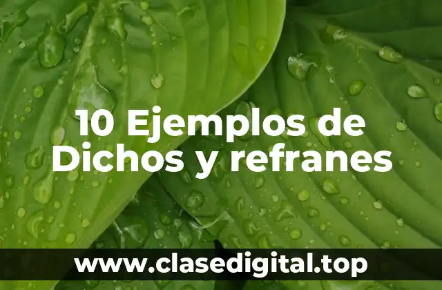 10 Ejemplos de Dichos y refranes