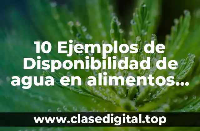 10 Ejemplos de Disponibilidad de agua en alimentos según su estabilidad