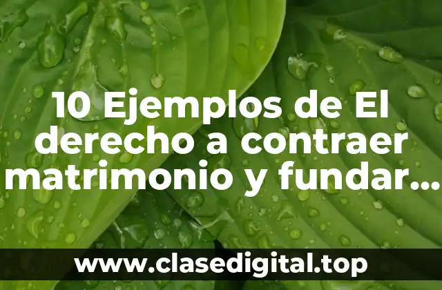 10 Ejemplos de El derecho a contraer matrimonio y fundar una familia