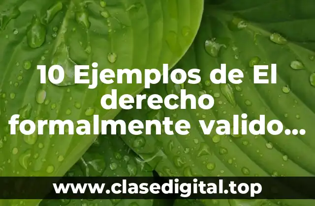 10 Ejemplos de El derecho formalmente valido sin positividad ni valor intrinseco