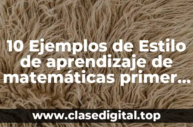 10 Ejemplos de Estilo de aprendizaje de matemáticas primer grado