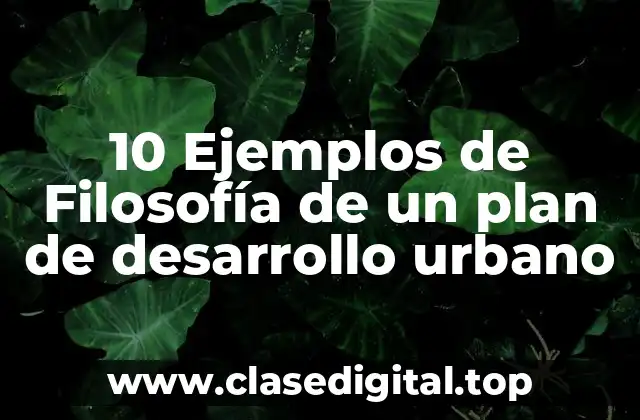 10 Ejemplos de Filosofía de un plan de desarrollo urbano
