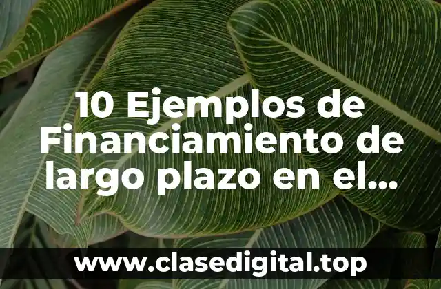 10 Ejemplos de Financiamiento de largo plazo en el municipio mexicano