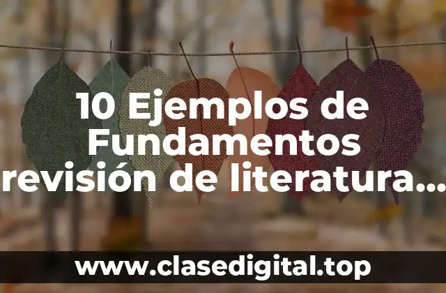 10 Ejemplos de Fundamentos revisión de literatura o marco teórico