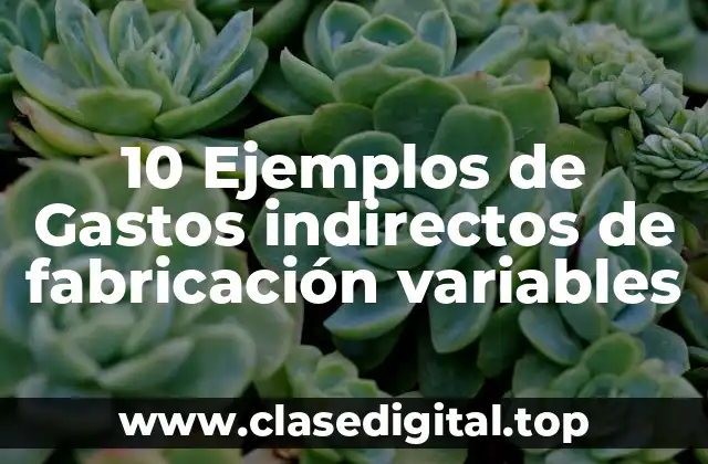 10 Ejemplos de Gastos indirectos de fabricación variables