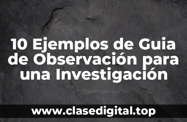 10 Ejemplos de Guia de Observación para una Investigación