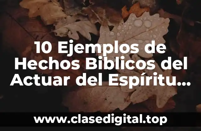 10 Ejemplos de Hechos Biblicos del Actuar del Espíritu Santo