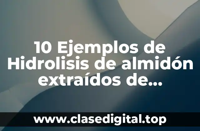 10 Ejemplos de Hidrolisis de almidón extraídos de industrias alimentarias
