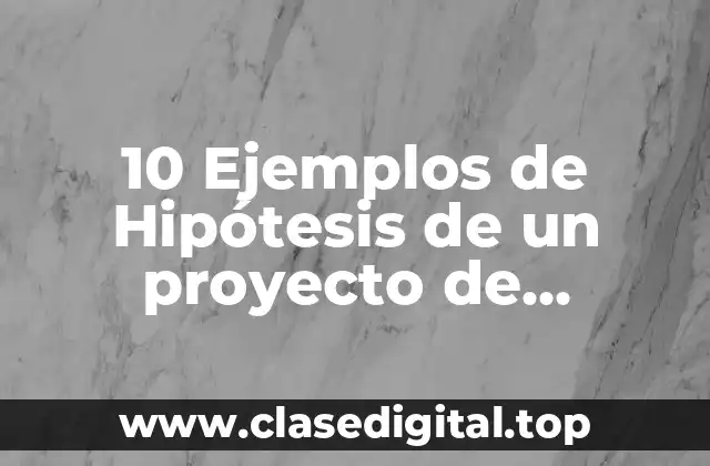 Ejemplos de hipótesis de un proyecto de inversión