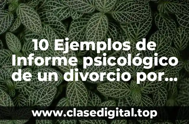 10 Ejemplos de Informe psicológico de un divorcio por infidelidad