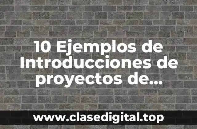 10 Ejemplos de Introducciones de proyectos de investigación