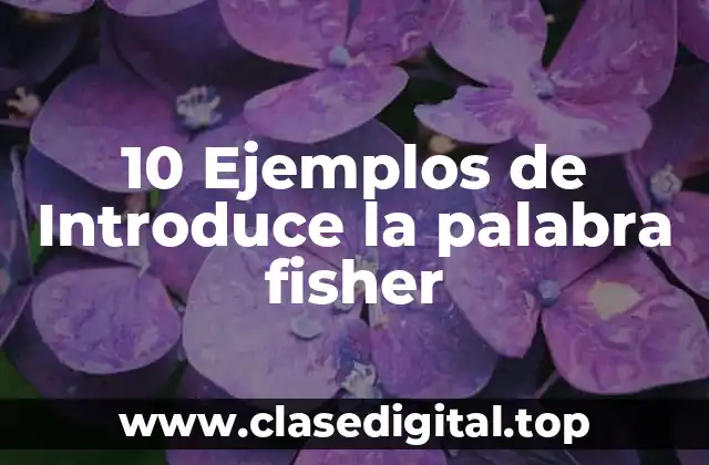 10 Ejemplos de Introduce la palabra fisher