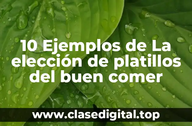 10 Ejemplos de La elección de platillos del buen comer