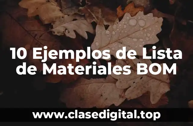 10 Ejemplos de Lista de Materiales BOM
