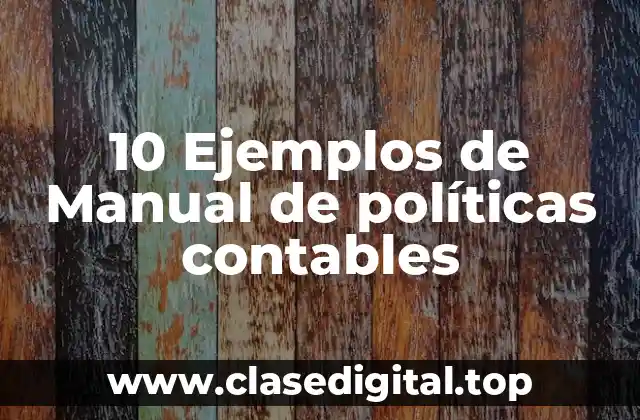 10 Ejemplos de Manual de políticas contables