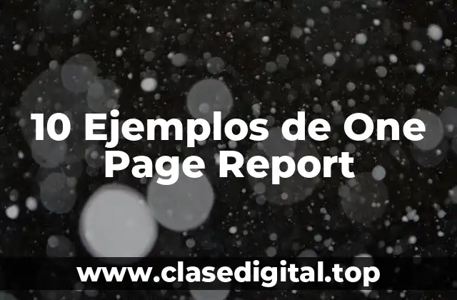 10 Ejemplos de One Page Report