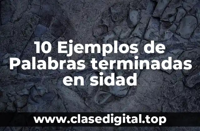 10 Ejemplos de Palabras terminadas en sidad