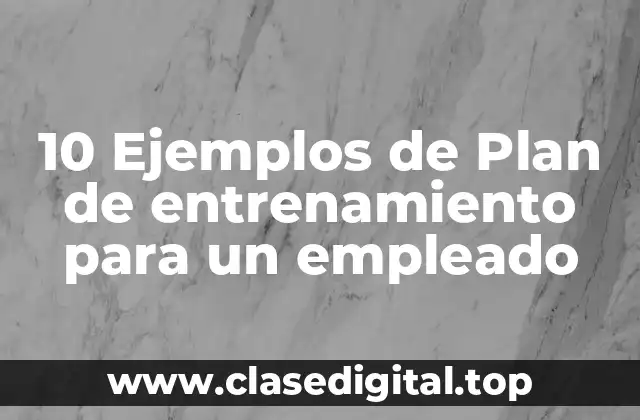 10 Ejemplos de Plan de entrenamiento para un empleado
