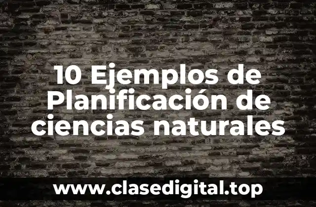 10 Ejemplos de Planificación de ciencias naturales