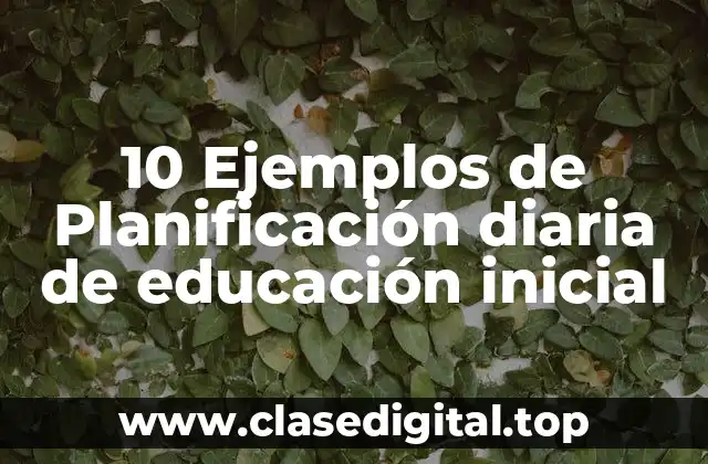10 Ejemplos de Planificación diaria de educación inicial