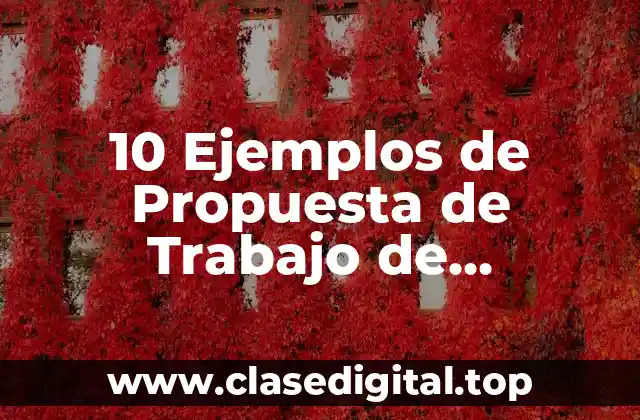 Ejemplos de Propuesta de Trabajo de Transporte