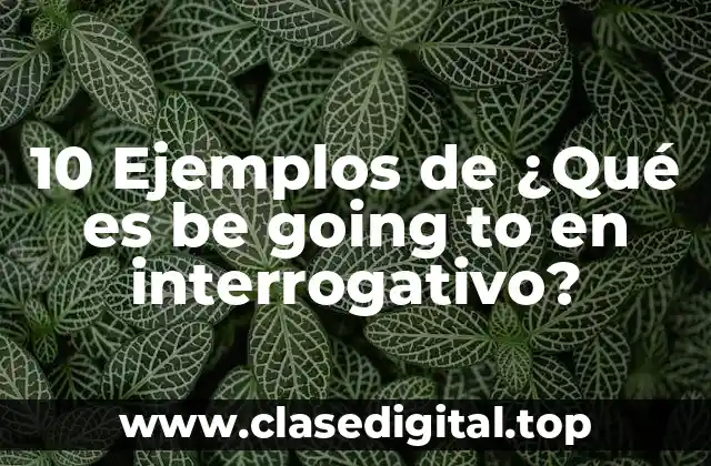 10 Ejemplos de ¿Qué es be going to en interrogativo?