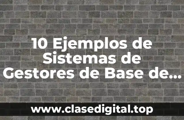 10 Ejemplos de Sistemas de Gestores de Base de Datos