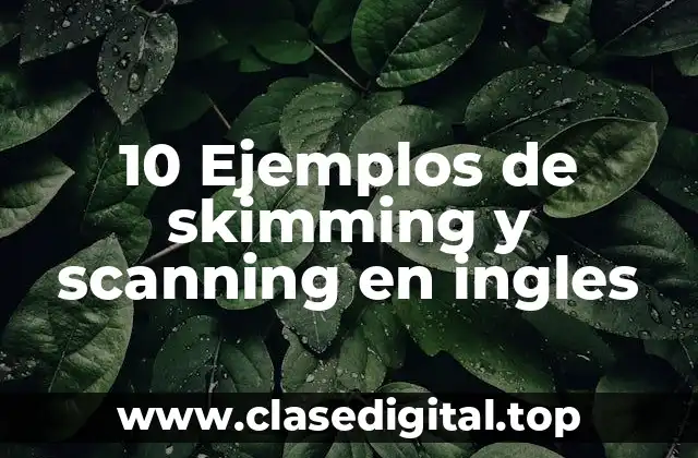 10 Ejemplos de skimming y scanning en ingles