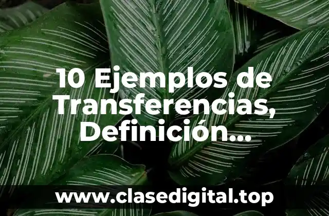 10 Ejemplos de Transferencias, Definición, Diferencias y para que sirve