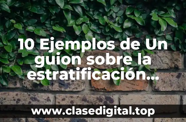 10 Ejemplos de Un guion sobre la estratificación socioeconómica y desigualdad