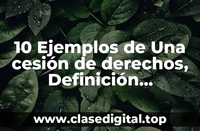 10 Ejemplos de Una cesión de derechos, Definición, Diferencias y para que sirve