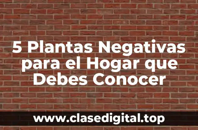 5 Plantas Negativas para el Hogar que Debes Conocer