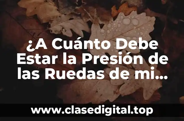 ¿A Cuánto Debe Estar la Presión de las Ruedas de mi Vehículo?