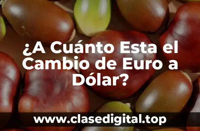 ¿A Cuánto Esta el Cambio de Euro a Dólar?