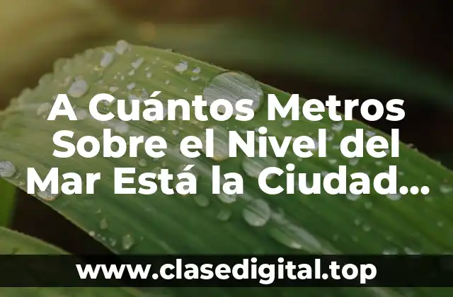 A Cuántos Metros Sobre el Nivel del Mar Está la Ciudad de México