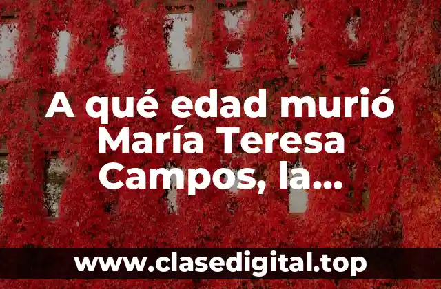 A qué edad murió María Teresa Campos, la legendaria periodista española