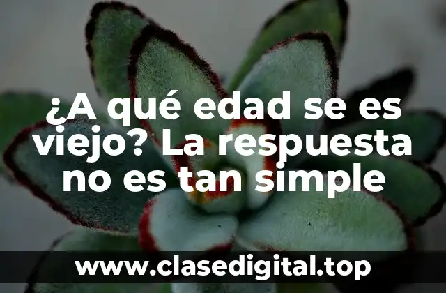 ¿A qué edad se es viejo? La respuesta no es tan simple