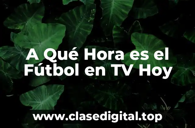 A Qué Hora es el Fútbol en TV Hoy