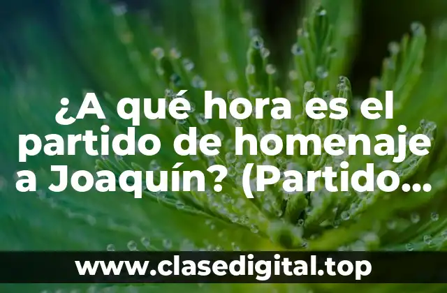 ¿A qué hora es el partido de homenaje a Joaquín? (Partido de Despedida de Joaquín Sánchez)