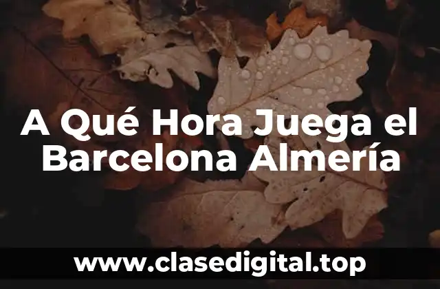 A Qué Hora Juega el Barcelona Almería
