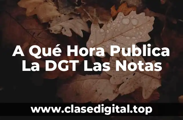 A Qué Hora Publica La DGT Las Notas