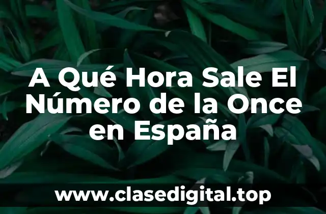 A Qué Hora Sale El Número de la Once en España