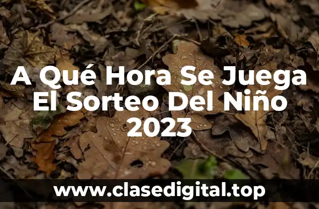 A Qué Hora Se Juega El Sorteo Del Niño 2023