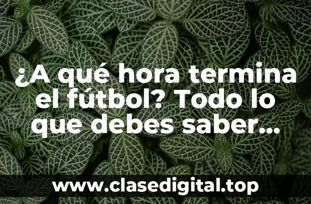 ¿A qué hora termina el fútbol? Todo lo que debes saber sobre los horarios de los partidos