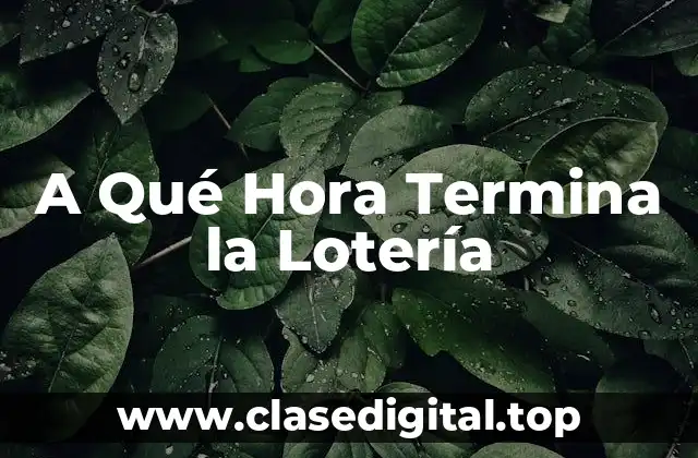 A Qué Hora Termina la Lotería
