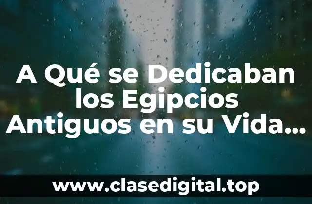 A Qué se Dedicaban los Egipcios Antiguos en su Vida Diaria