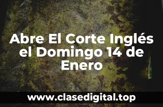 Abre El Corte Inglés el Domingo 14 de Enero