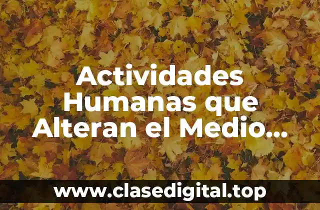 Actividades Humanas que Alteran el Medio Ambiente